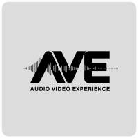 Audio Video Experience (AVE) logo with a stylized waveform behind bold initials.